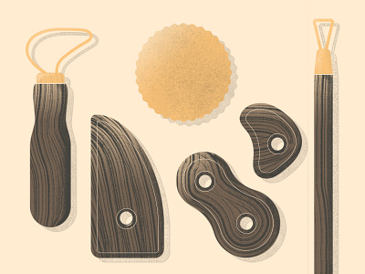 Pottery Tools ceramics crafts illustration pottery texture brush tools wood wood grain