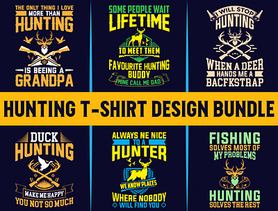 Hunting T-Shirt Design Bundle deer fish gun hunting t shirt