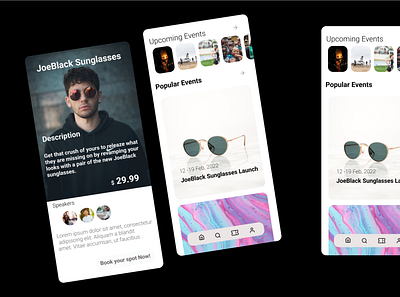 Jb Sunglasses app design illustration ui ux