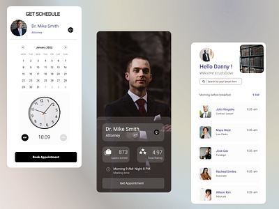 Legal Consulting App-Appointment schedule & meeting reminder. app design ui ux