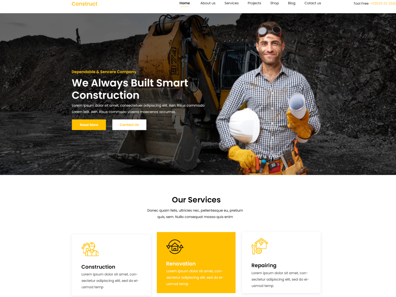 Construction Landing Page By Muhammad Ahtisham On Dribbble