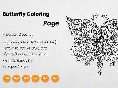 Butterfly Coloring Book Pages KDP Interior