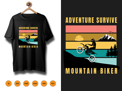Mountain Biker Tshirt animals kids bike fashion illustration kids activity mountain travel tshirt vector