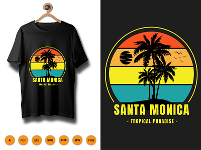 Santa Monica T-Shirt Design bike biker illustration mountain shirt tshirt tshirtdesign typography vector