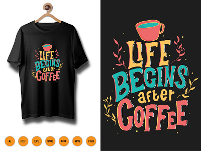 Life Begins Coffee Tshirt design icon illustration logo shirt shirtlogo t shirt bundle tshirt typography vector