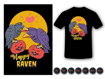 Raven Halloween Tshirt animals kids animation branding graphic design icon illustration kids activity shirt tshirt tshirtbundle tshirtdesign typography ui ux vector