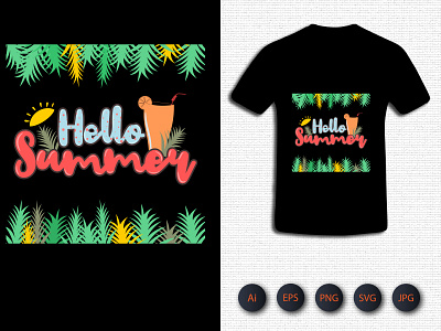 Hello Summer T-shirt branding design illustration kids activity shirt tshirt tshirtdesign typography ui vector
