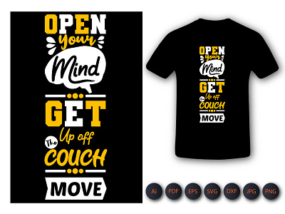 Open Your Mind Get off Couch Tshirt design graphic design illustration jpgtshirt kids activity pngtshirt shirt tshirt typography vector