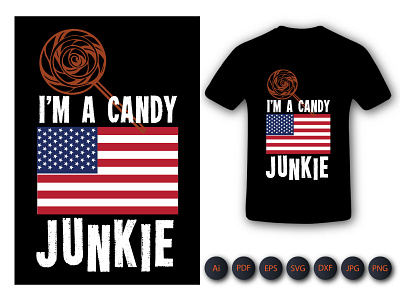 A Candy Junkile T-shirt clothing design design illustration kids activity shirt tshirt typography vector