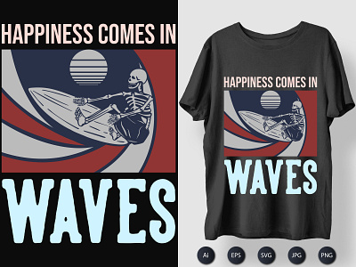 Happiness Waves Tshirt Design animals kids design illustration kids activity print printingtshirt printtshirt shirt tee teeshirt thirtloves tshirt tshirtdesign typography