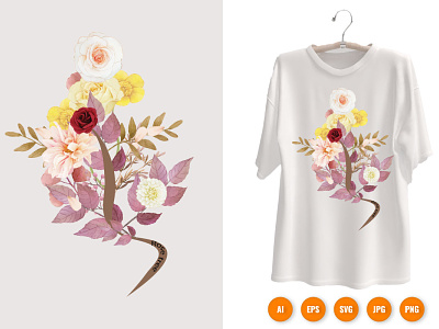 Flowers Sublimation T-shirt Design