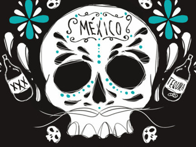 día de muertitos, no más tequila por favor day of the dead illustration méxico skull yana yanadria