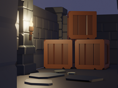 Modular Dungeon Crates 3d 3d model illustration modular dungeon