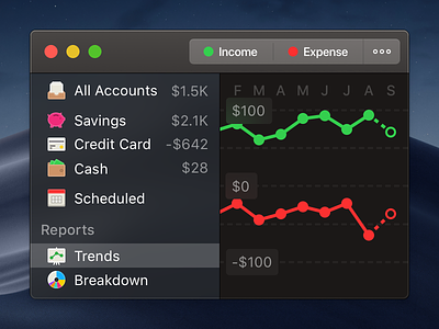 Dark Mode for macOS in Savings 2.4 app dark mode finance mac macos ui