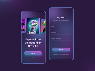 NFT Sign Up Concept app app screen bitcoin create account crypto daily ui graphic design log in login market marketplace nft registration sign up ui ux