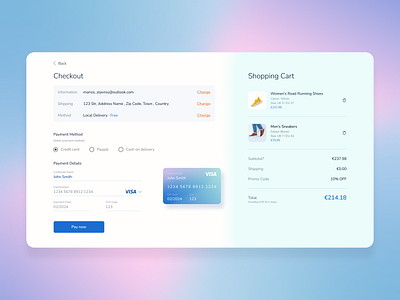 Credit Card Check out - Daily UI 02 add to cart billing card design cart checkout credit card daily ui online shop pay now payment payment details shop ui ux visa web design