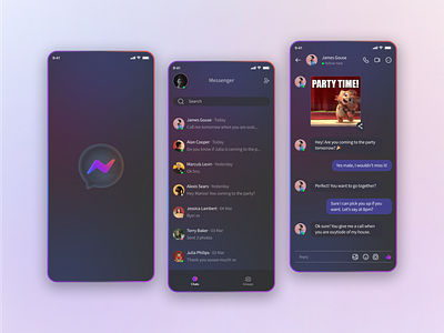 Daily UI 13 - Direct Messaging app application colorful creative daily daily ui dark mode design direct message message messager messeger meta ui ui trend ux