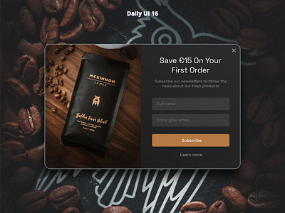 Daily UI 16 - Pop Up/Overlay branding coffee coffee brand creative daily daily ui design inspiration overlay pop up pop up design product product design product pop up ui ux