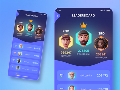 Daily UI Task 19 - Leaderboard 3d 3d avatars app app game board colorful creative daily daily ui daily ui 19 dailyui19 design game leaderboard ui ux
