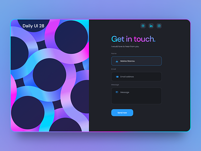 Daily UI 28 - Contact Form 28 contact contact form contact us creative daily daily ui daily ui 28 design find us form get in touch mail message message us messege social touch ui ux