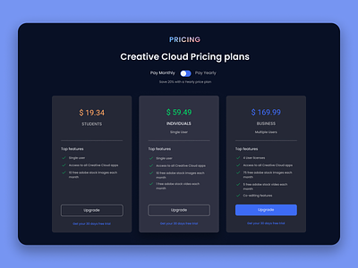 Daily UI 30 - Pricing Plans creative daily daily ui design list options plans price price plans pricing pricing list pricing plans ui ux