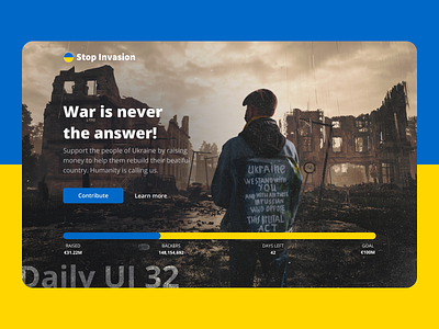 Daily UI 32 - Crowdfunding Campaign 32 campaign creative crowdfunding daily daily ui daily ui 32 design invasion ui ukraine ukraine invasion ukraine war ux war web design