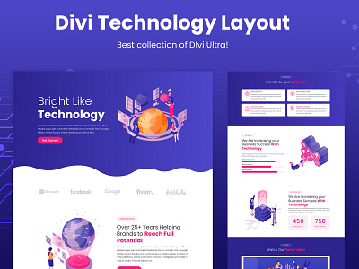 Divi Technology Layout design divi divi layouts divi ultra illustration layouts technology technology layout ui web design