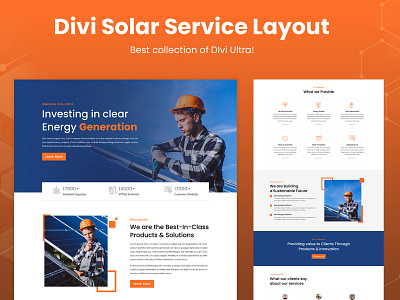 Divi Solar Service layout design divi divi layouts divi ultra layouts solar energy layouts solar layouts solar service web design