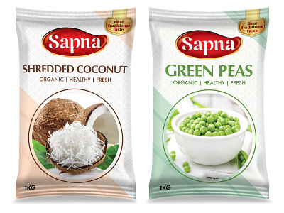 Shredded Coconut & Green Peas Packaging label design packaging
