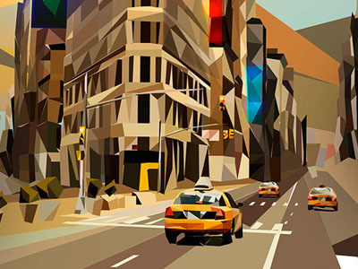 Manhattan city ichet illustration manhattan polygonal