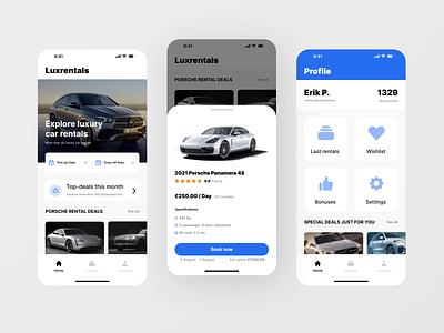 Luxrentals - Luxury Car Rental Mobile App app app design design figma graphic design ui