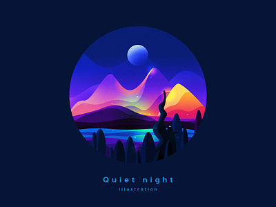 Quiet night Illustration branding colour adventure fiction icon illustration landscape scenery space gradient ui ux