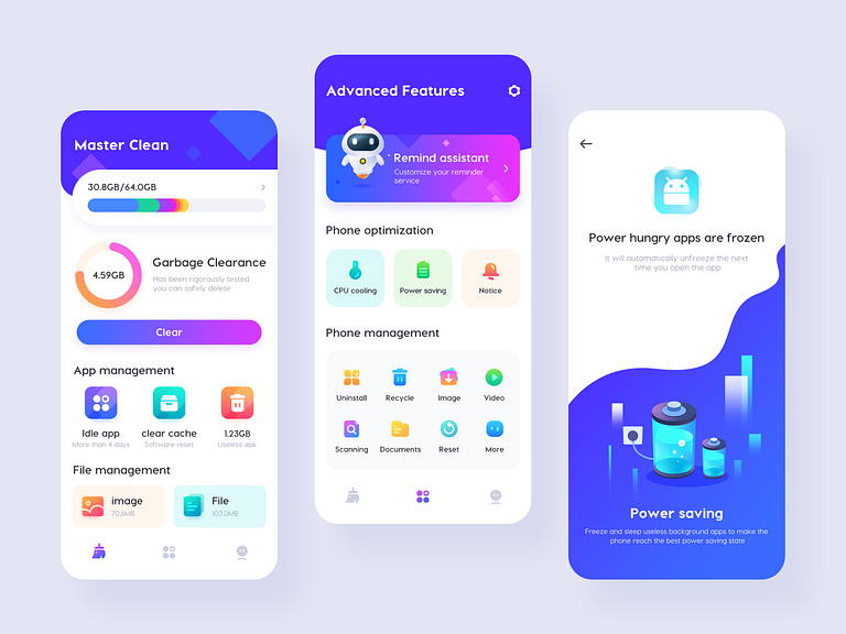 Phone Clean App by HUA on Dribbble