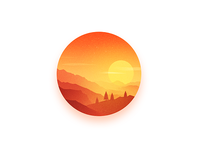 Setting Sun cloud flat illustrations mountain scenery setting logo sun landscape sunset theme tree ui weather