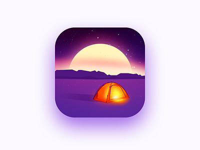 Scenery Illustrations icon landscape moon night starry illustrations travel logo theme lake universe scenery illustrations ui mountain