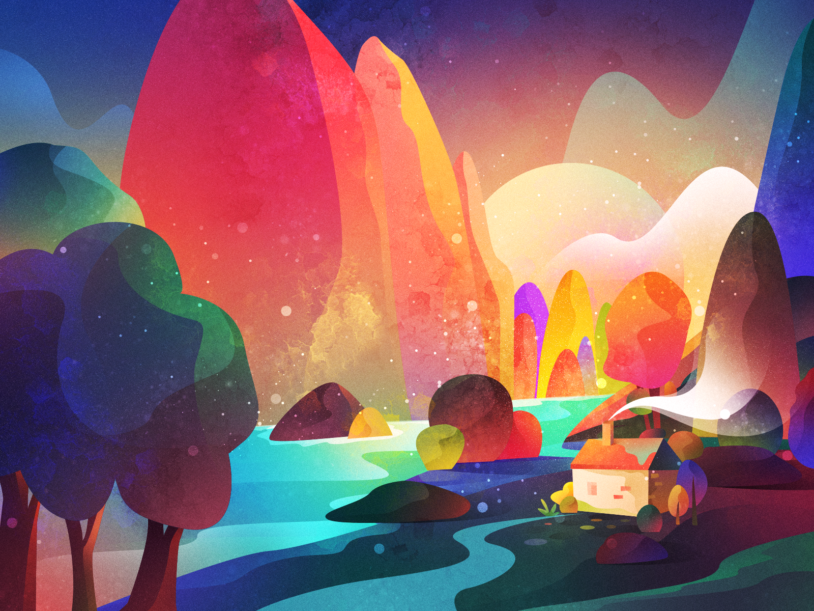 Valley Illustration by J.HUA for Tunan on Dribbble