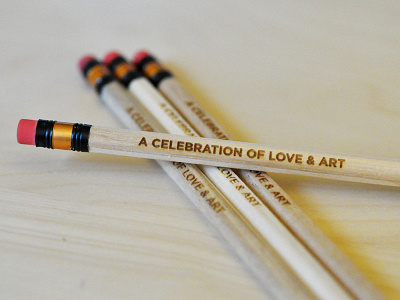 A Celebration of Love & Art design invitation laser engraving pencils wedding