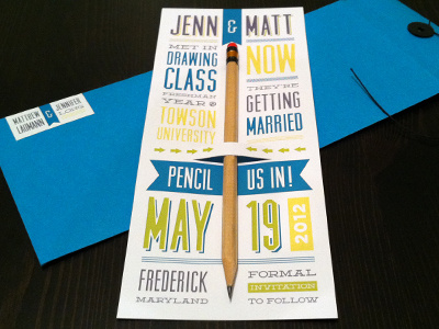 Pencil us in design invitation lost type pencil print design save the date typography wedding