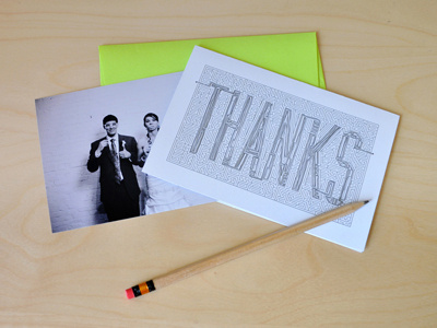 Thank You Card card custom maze pencil print design thank you typography wedding