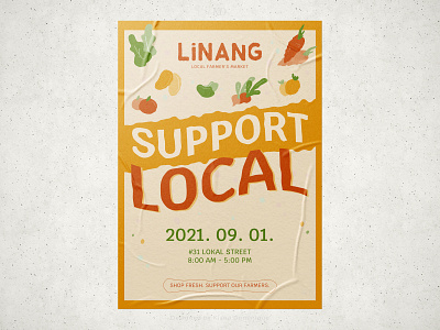 LINANG Local Farmer's Market | Poster Design adobe adobe illustrator brand brand identity branding colorful design designchallenge dribbblers dribbbleweeklywarmup graphic design illustration logo market poster print vector