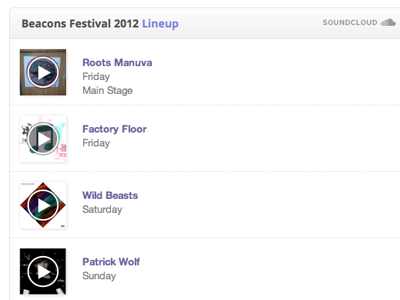 Lineup Widget with Soundcloud