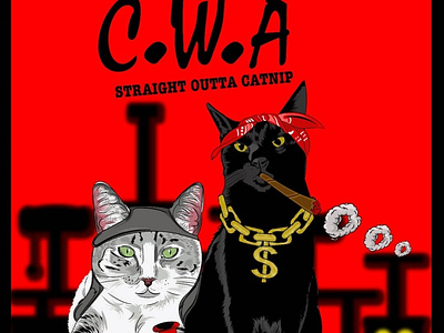 Straight outta catnip animals animation design graphic design illustration pets portrait