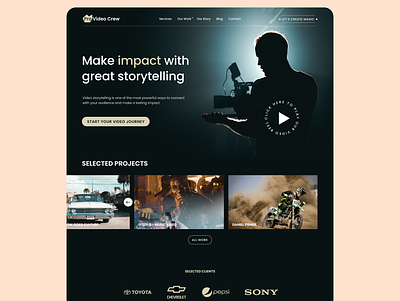 Video production company landing page. branding design graphic design logo web design website