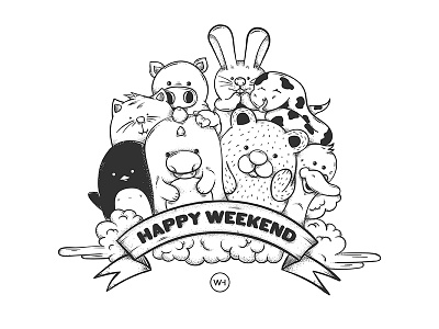 Happy Weekend - My First Shot animals creative design doodle drawing illustration illustrator imagination vector weekend