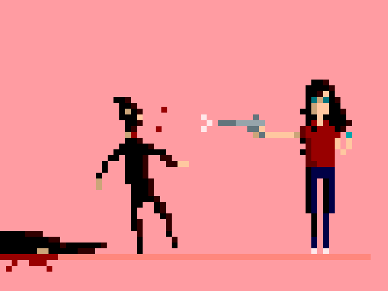 8bit short-story #1 8bit animation blood dead gif gun lady pink pixel pixelart thief