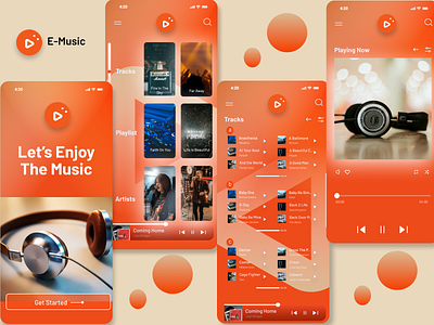 E-Music Apps app branding design graphic design landing ui ux