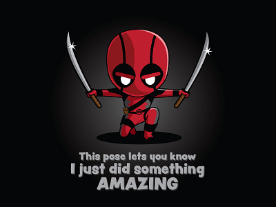 Deadpool Superhero Landing 2d action character deadpool funny hero illustration marvel superhero sword vector