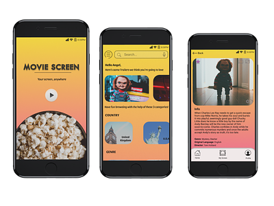 "Movie Screen" A mobile app where you can watch trailers app design movies ui ux