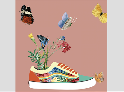 Personalized Vans adobe branding butterfly color design flowers graphic design illustration illustrator logo personalize shoes vans vector