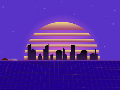 Retro sunset design graphic design illustration vector